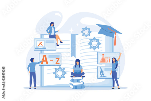 Student centered education, knowledge gaining, remote graduation. Bite-sized learning, learn at own pace, flexible learning process concept. flat vector modern illustration