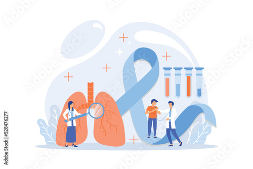 Dangerous respiratory system disease. Man experiencing breathing problems, complications. Lung cancer, Tracheal tug, bronchial asthma concept.flat vector modern illustration