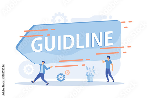 Guideline and regulation. Corporate law and policy. Company specification, instruction, directive rulebook. Office management design element. flat vector modern illustration