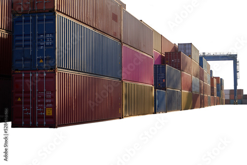 container on harbor isolated. Stack of shipping containers. Containers on isolated