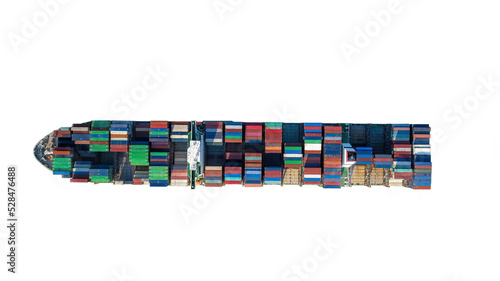 Container Cargo ship isolated without background, Freight Transportation and Logistic, Shipping container cargo ship for water transportation networks industry maritime freight concept on isolate