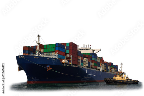Container Cargo ship isolated without background, Freight Transportation and Logistic, Shipping container cargo ship for water transportation networks industry maritime freight concept on isolate