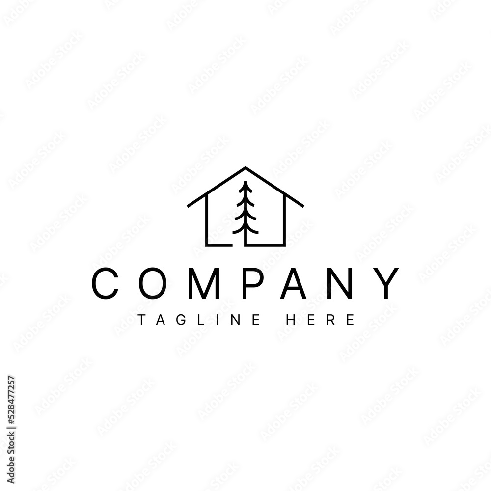 minimal pine tree house logo design Stock Vector Adobe Stock