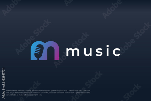 letter M Music logo collection with gradient style