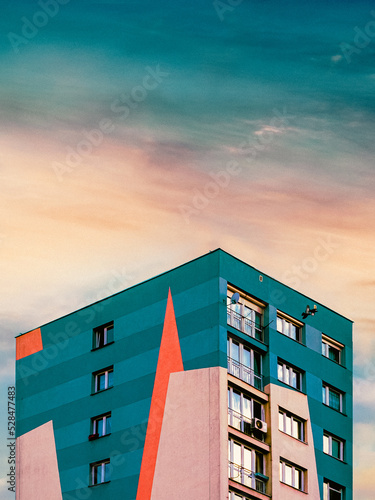 modern office building at sunset photo