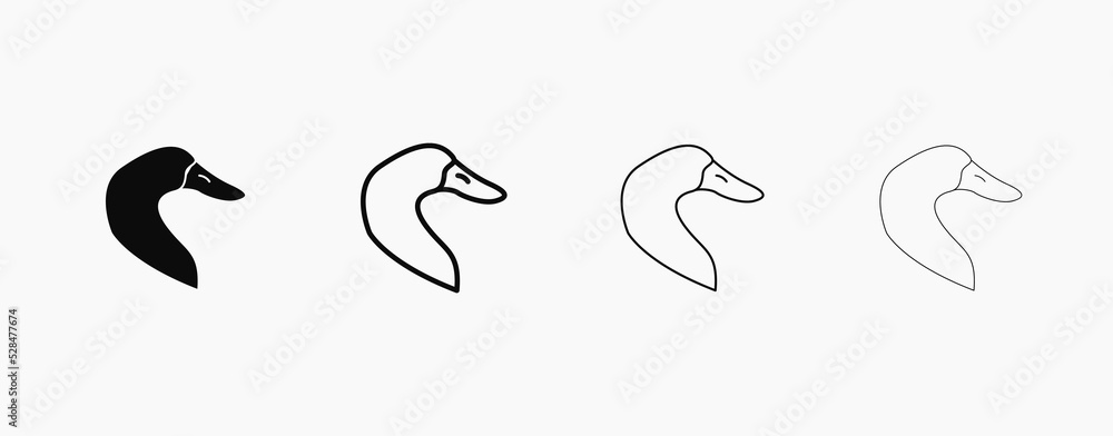 Fototapeta premium Duck head vector icon. Duck silhouette vector