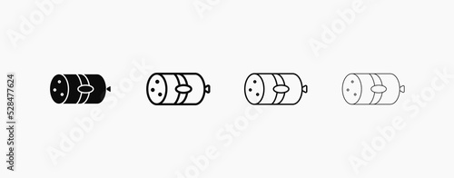 Sausage black line vector icon. Salami meat product vector icon