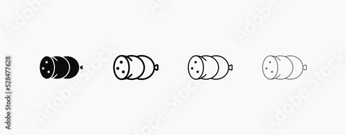 Sausage vector icon. Meat product ina a grid vector