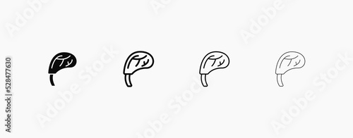 Ribeye steak icon design. Tomahawk steak black line vector icon
