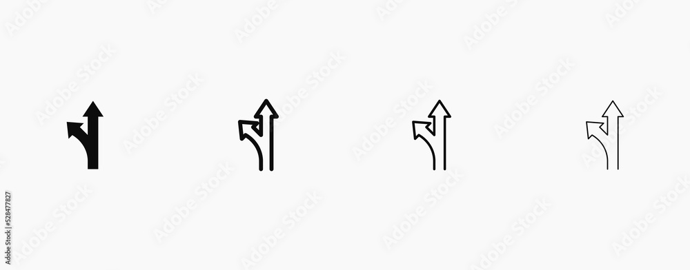 Move straight or turn left vector arrow icon Move straight or turn left vector arrow icon