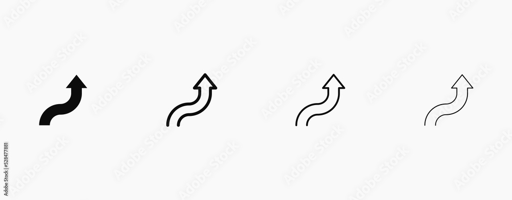 Up arrow tilted to the right vector icon Up arrow tilted to the right vector icon