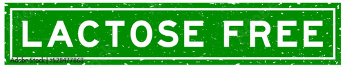 Grunge green lactose free word square rubber seal stamp on white background