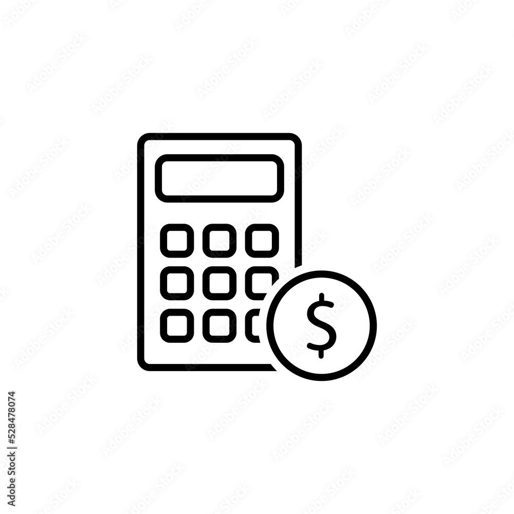 Calculator with dollar simple icon Calculator with dollar simple icon