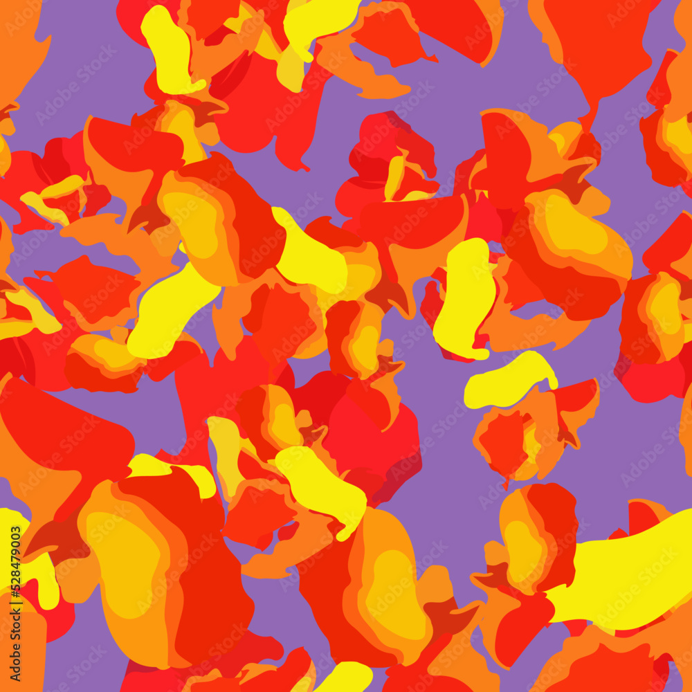 UFO camouflage of various shades of red, yellow, violet and orange colors