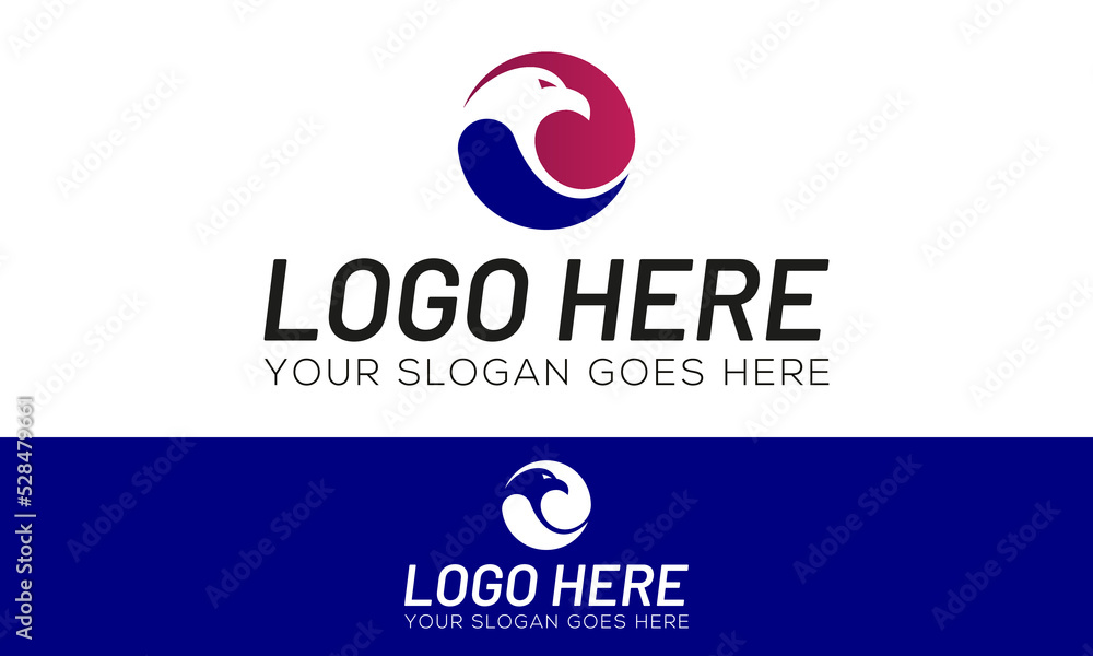 Purple and Blue Color Negative Abstract Bird Circle Logo Design Purple and Blue Color Negative Abstract Bird Circle Logo Design
