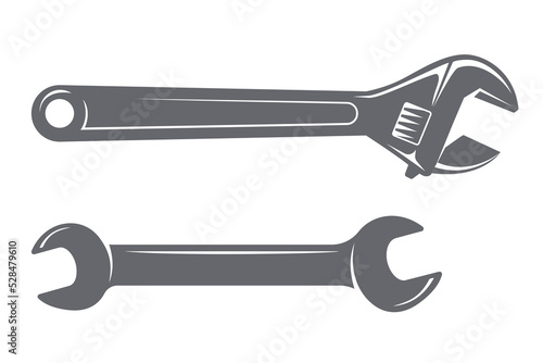 Wrench and adjustable wrench tool icon. Vector modern illustration