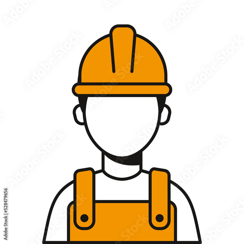 A icon of construction worker with helmet. Simple modern vector illustration of builder