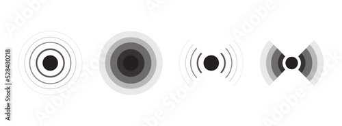 Radar signal and sonar sound wave flat vector illustration.
