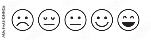 Customer feedback facial expressions and simple expressions different cartoon smile flat vector illustration.