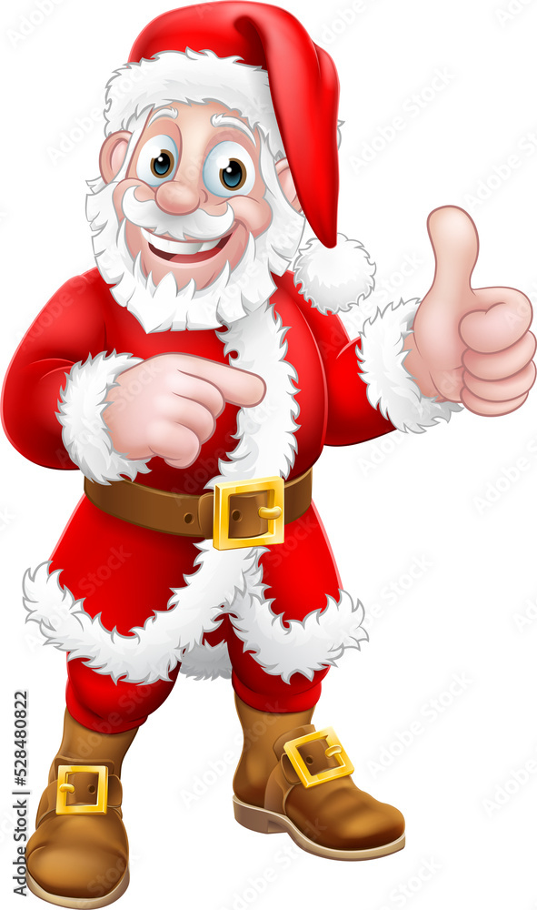 Santa Claus Thumbs Up Pointing Christmas Cartoon Santa Claus Thumbs Up Pointing Christmas Cartoon