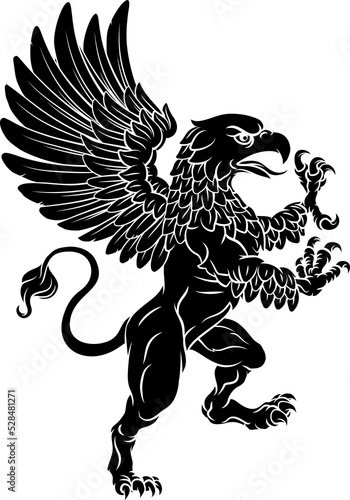 Griffon Rampant Griffin Coat Of Arms Crest Mascot photo
