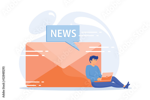 Newsletter subscription. Modern pastime, online news reading, internet mail. Spam advertisement, phishing letter, scam idea design element.flat vector modern illustration