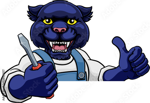 Panther Electrician Handyman Holding Screwdriver photo