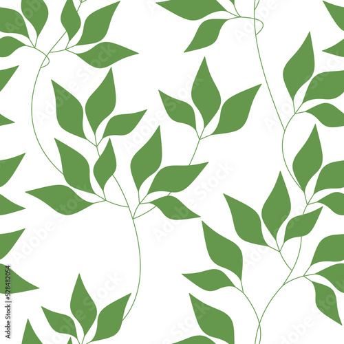 Ivy green branches seamless pattern vector. Abstract graphic leaves floral backdrop illustration. Wallpaper  background  fabric  textile  print  wrapping paper or package design.