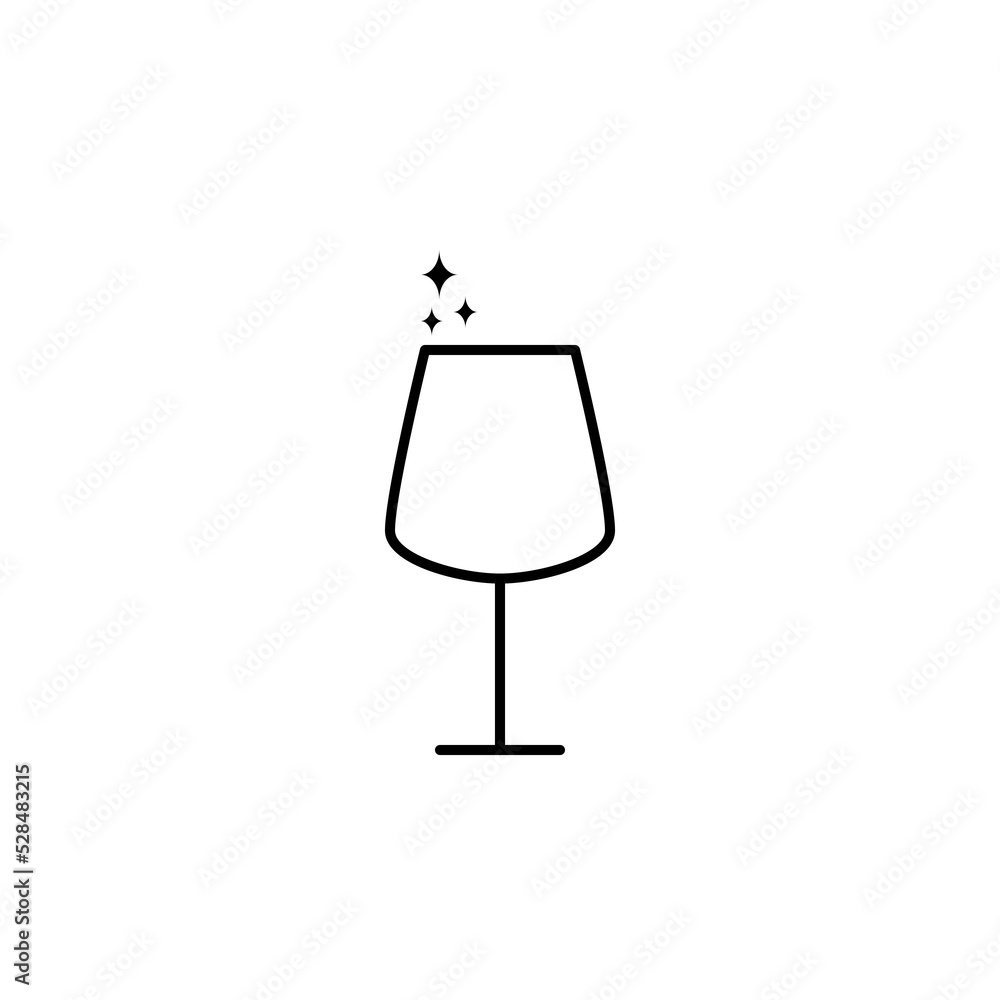 sparkling red wine glass icon on white background. simple, line, silhouette and clean style. black and white. suitable for symbol, sign, icon or logo