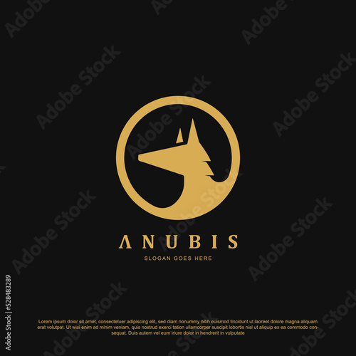 Anubis logo god head design. Golden Anubis logo emblem