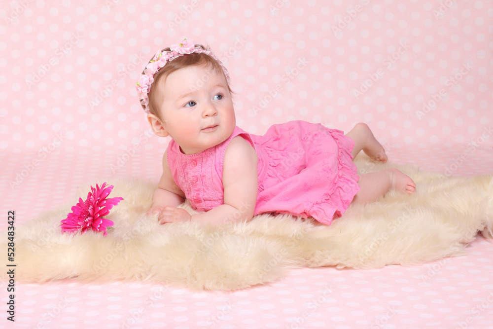 little girl against a pink background little girl against a pink background