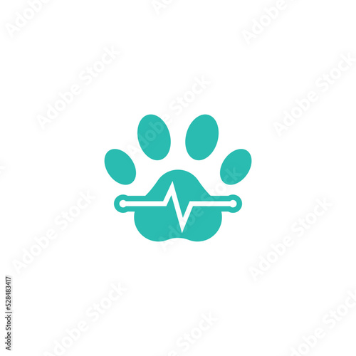 Paw with EKG Line Logo