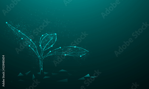 Tree. Digital vector outline of plants in dark blue. growth concept environment nature ecology low poly polygon mesh vector