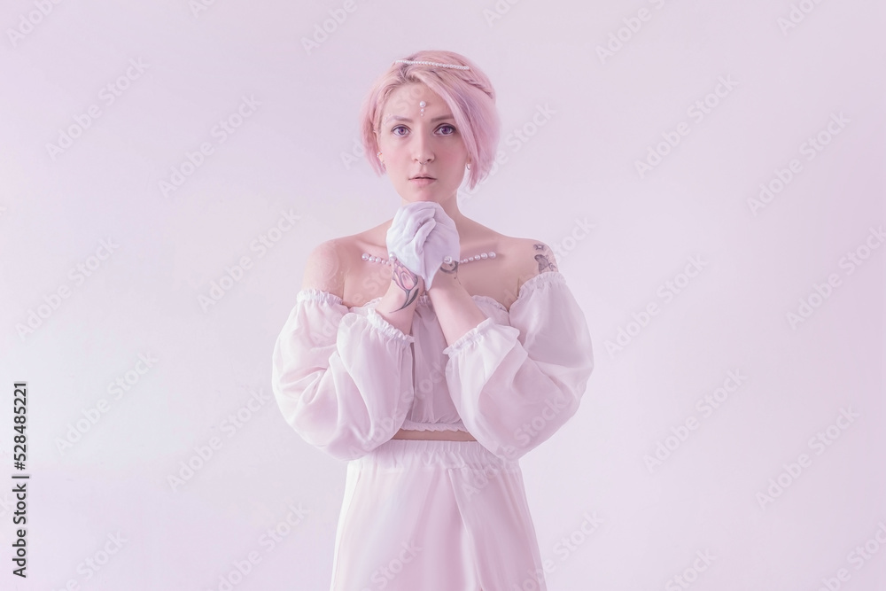 Elf girl with pink hair Elf girl with pink hair