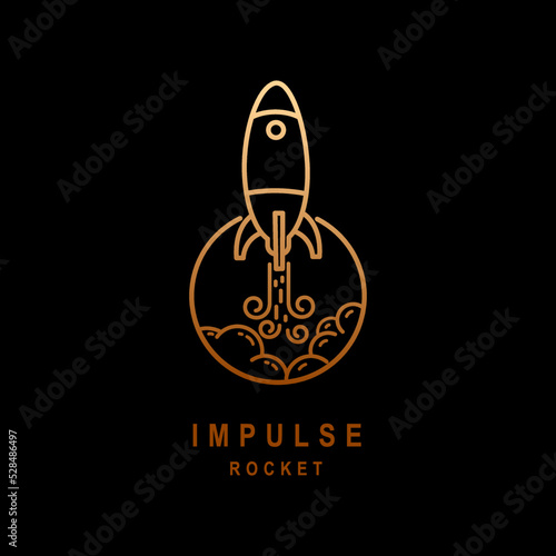 Rocket logo vector monoline style design, Creative concepts template illustration.