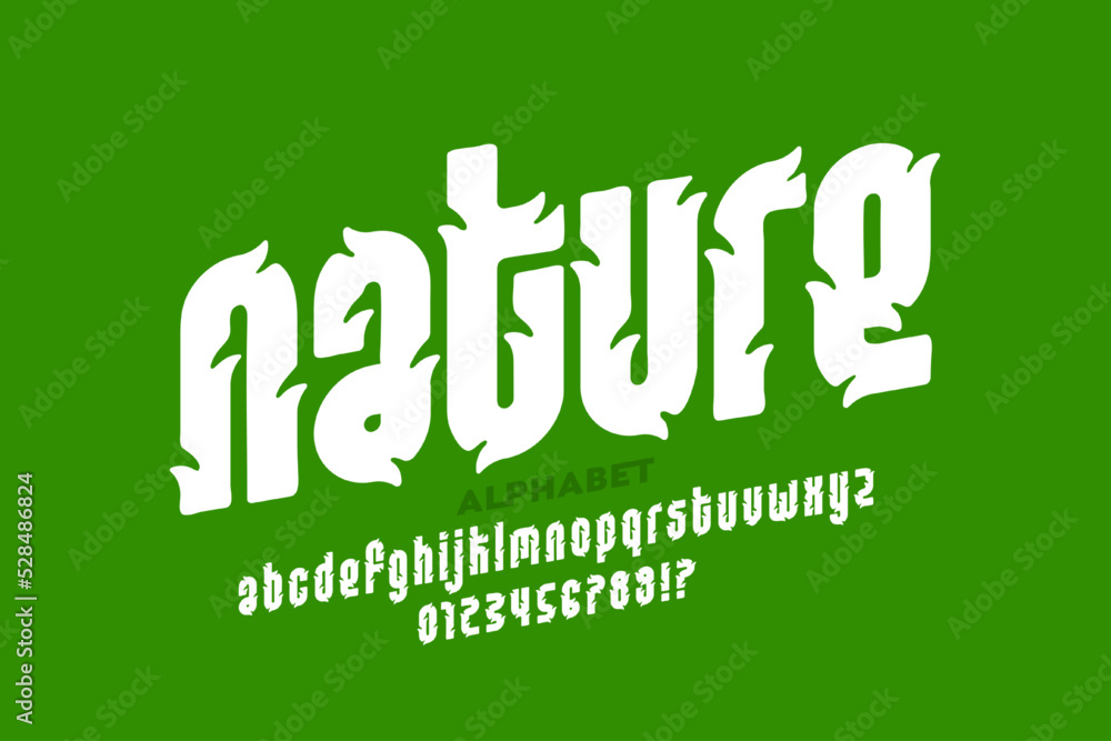 Nature style font design, alphabet letters and numbers vector illustration Nature style font design, alphabet letters and numbers vector illustration