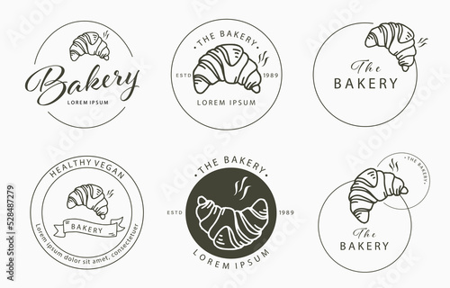 dessert collection with croissant.Vector illustration for icon,sticker,printable and tattoo