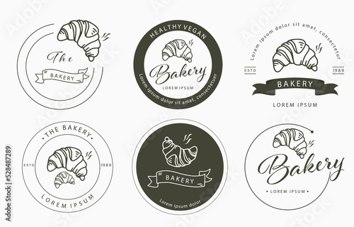 dessert collection with croissant.Vector illustration for icon,sticker,printable and tattoo