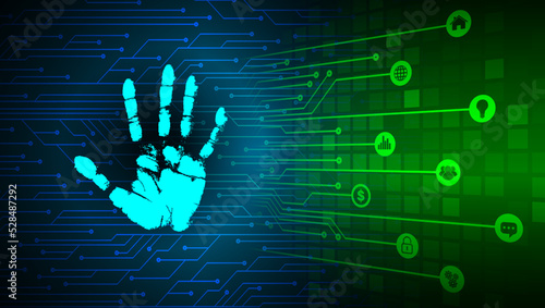 Finger print network cyber security background.
