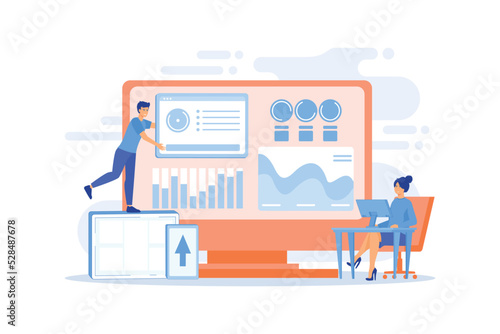 IT managers integrate technologies into business operations. Enterprise IT management, IT software solutions, enterprise architecture concept.flat vector modern illustration
