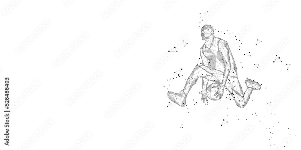 lonely basketball player on white background Abstract slam dunk movement low poly wireframe digital vector illustration slam dunk jump