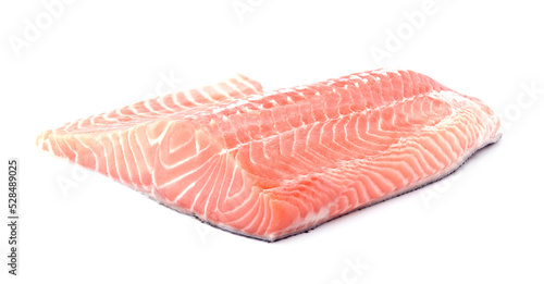 Salmon fillet on white background closeup. Fish isolated.