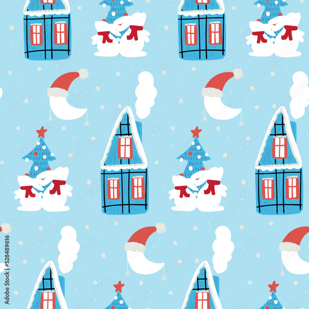 Cute Christmas background. Christmas background. Seamless texture for winter.