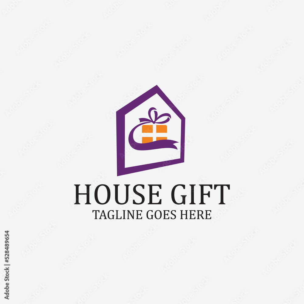 House gift logo design template. Vector illustration