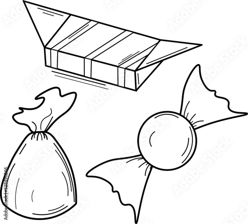 black and white candy illustration