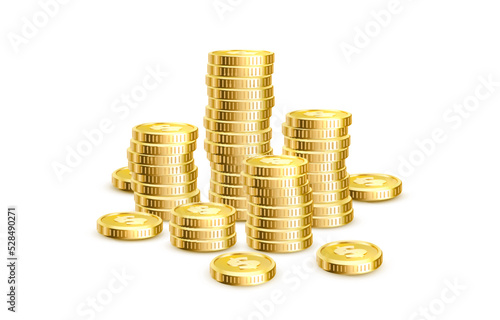 Golden coins fortune, cash finance, money winner. Vector
