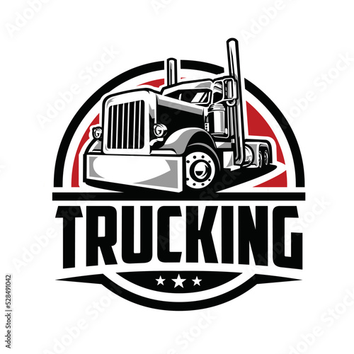 Trucking 18 wheeler company logo vector illustration. Best for trucking and freight related logo