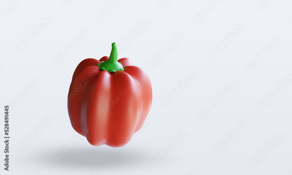 3d Vegetable Red Paprika rendering left view 3d Vegetable Red Paprika rendering left view