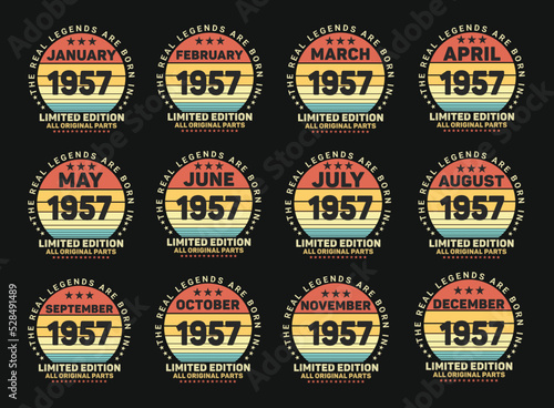 The Real Legends Are Born In 1957 Birthday Quotes Bundle, Birthday gifts for women or men, Vintage birthday shirts for wives or husbands, anniversary T-shirts for sisters or brother