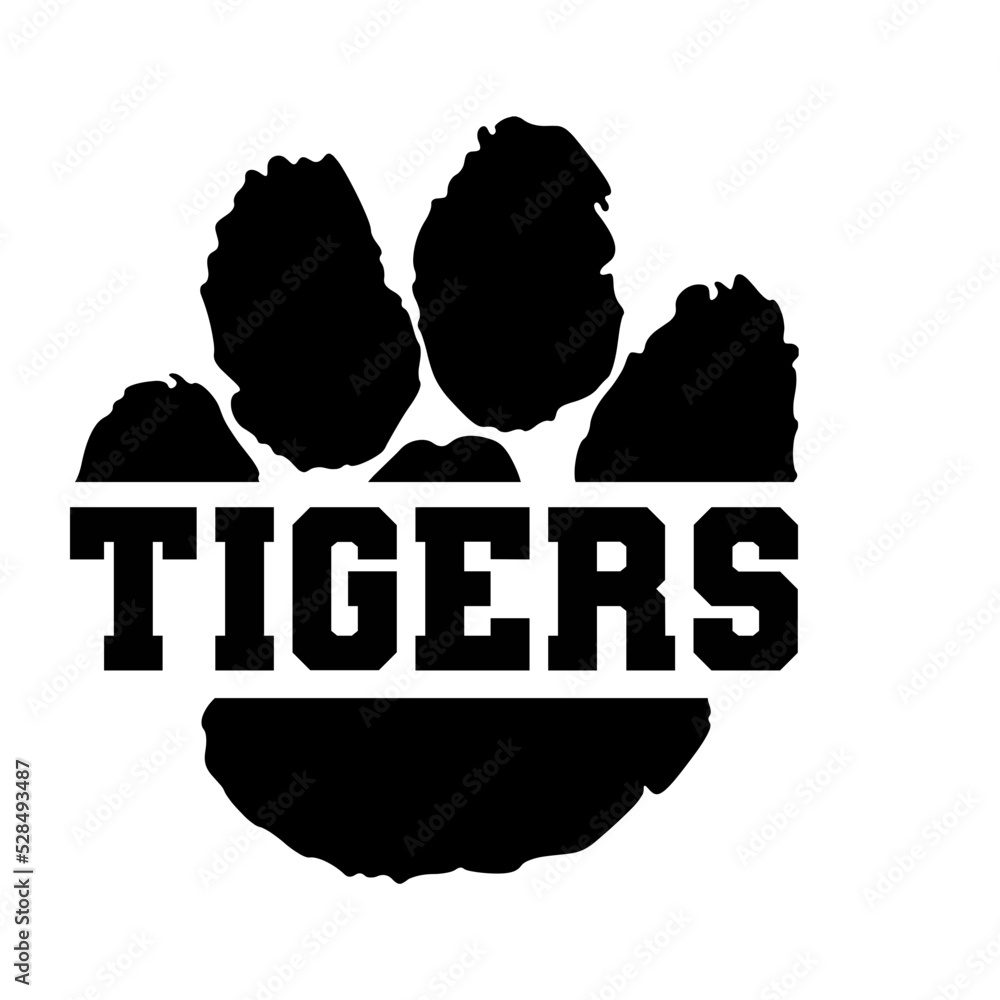 Tigers vector, Paw Svg, School Pride, Monogram vector, Cut for Cricut